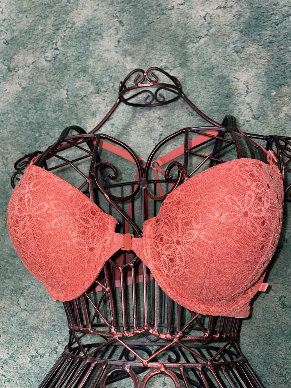 Victorias Secret Lace floral Lined Demi Strappy Back Bra 36C